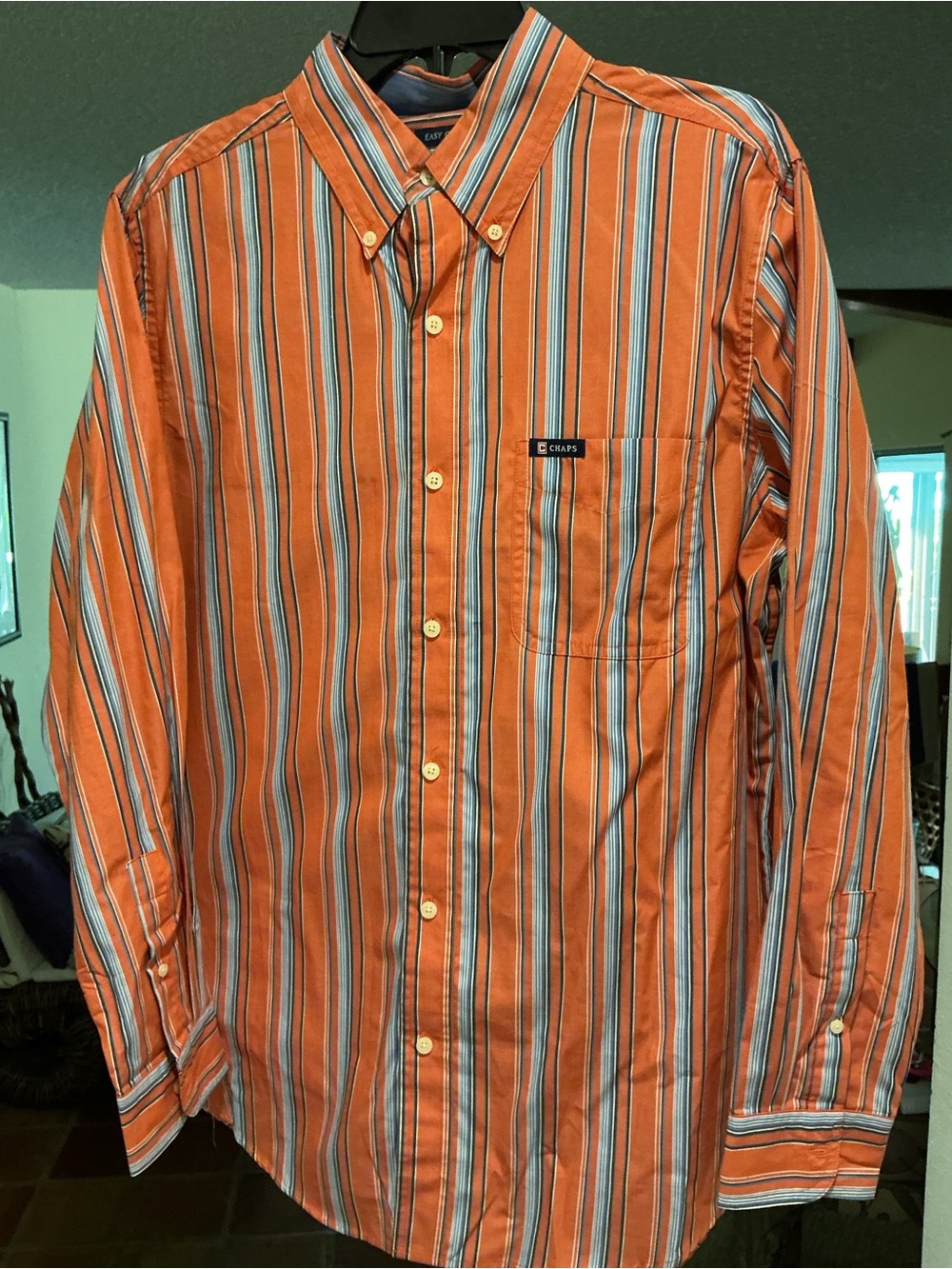 Chaps Orange Multi-Stripe Button-Down Shirt